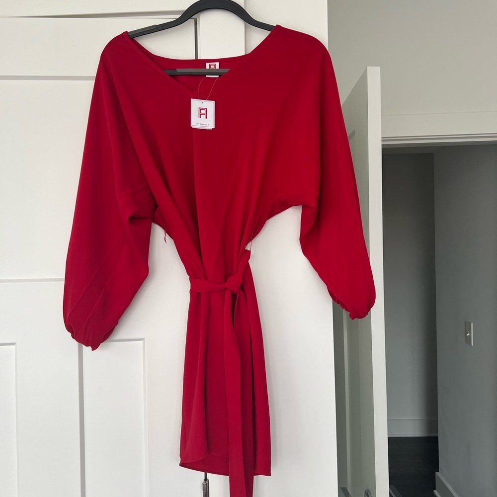 A by Amanda- Red long sleeve dress
